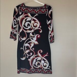 White House Black Market Black Dress Sheath Black Red White Medium Aline Stretch